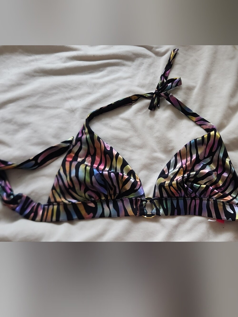 Multicolor Zebra Print Triangle Bikini Top - Women Accessories